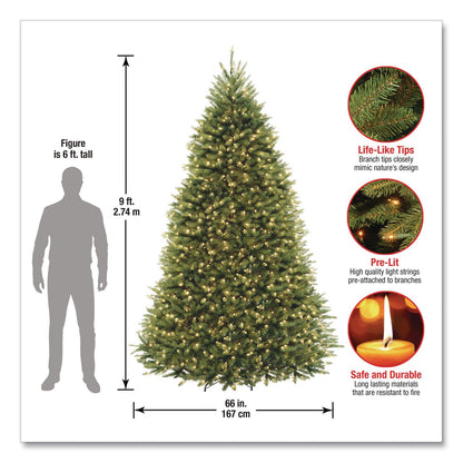 National Tree Company® Pre-Lit Dunhill Fir Tree, 66" x 66" x 108", 1,100 Clear Lights, Green Tree, Green Tree Stand (NTTDUH90LOS6)