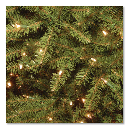 National Tree Company® Pre-Lit Dunhill Fir Tree with PowerConnect, Clear Lights, 52" x 52" x 84", Green Tree, Green Tree Stand (NTTDUH3300P70)