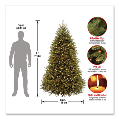 National Tree Company® Pre-Lit Dunhill Fir Tree with PowerConnect, Clear Lights, 52" x 52" x 84", Green Tree, Green Tree Stand (NTTDUH3300P70)