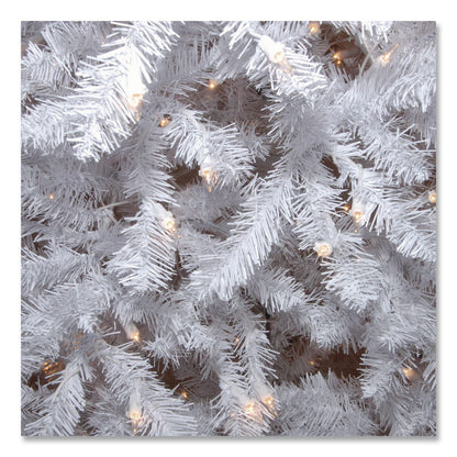 National Tree Company® Pre-Lit Dunhill Fir White Tree, 55" x 53" x 78", White Tree, White Tree Stand (NTTDUWH65LO)
