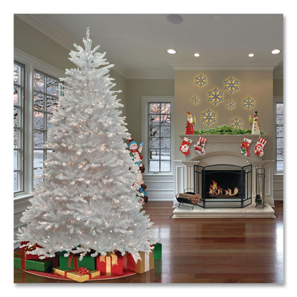 National Tree Company® Pre-Lit Dunhill Fir White Tree, 59" x 55" x 84", White Tree, White Tree Stand (NTTDUWH70LO)