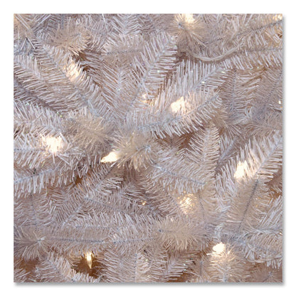 National Tree Company® Pre-Lit Dunhill Fir White Tree, 59" x 55" x 84", White Tree, White Tree Stand (NTTDUWH70LO)