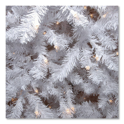 National Tree Company® Pre-Lit Dunhill Fir White Tree, 59" x 55" x 84", White Tree, White Tree Stand (NTTDUWH70LO)