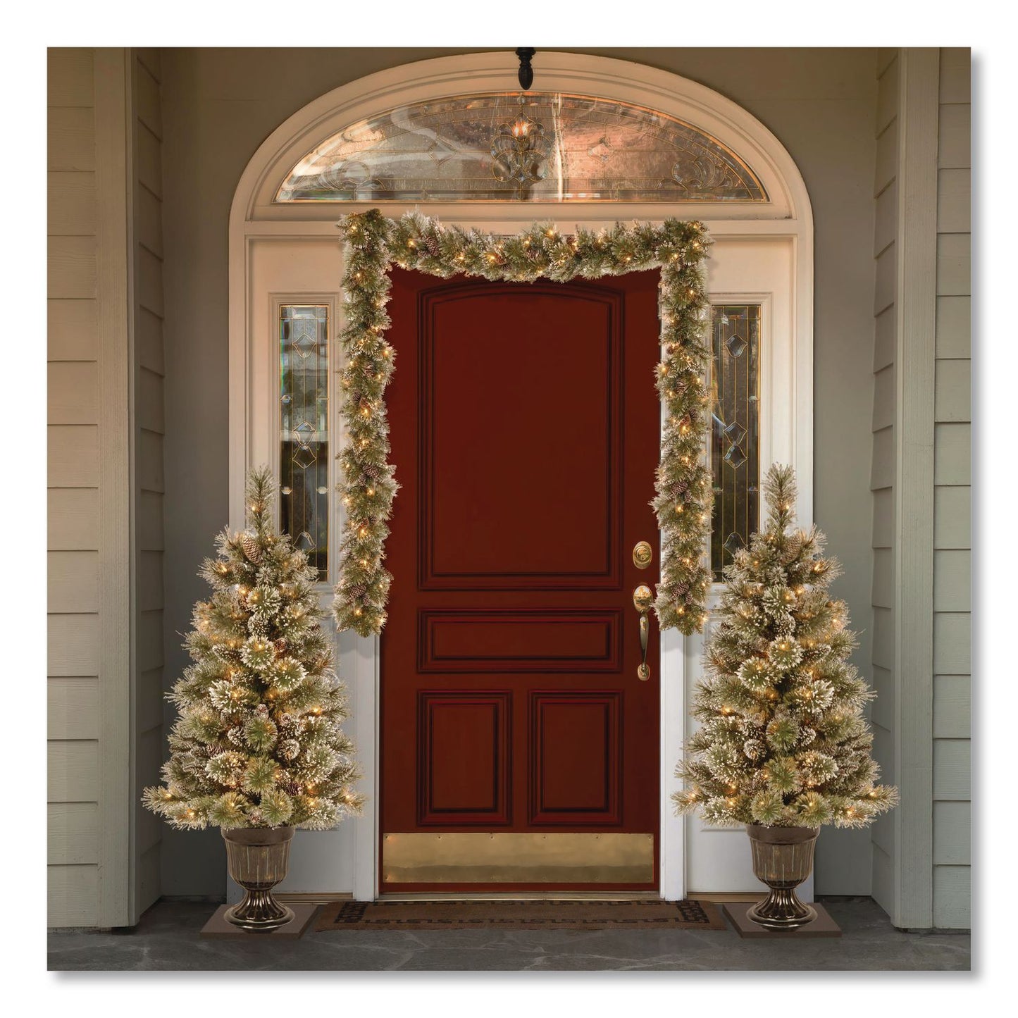 National Tree Company® Pre-Lit Glittery Bristle Pine Garland, AC Powered, Clear Incandescent Lights, 108" Long, Green (NTTGB33009A1)