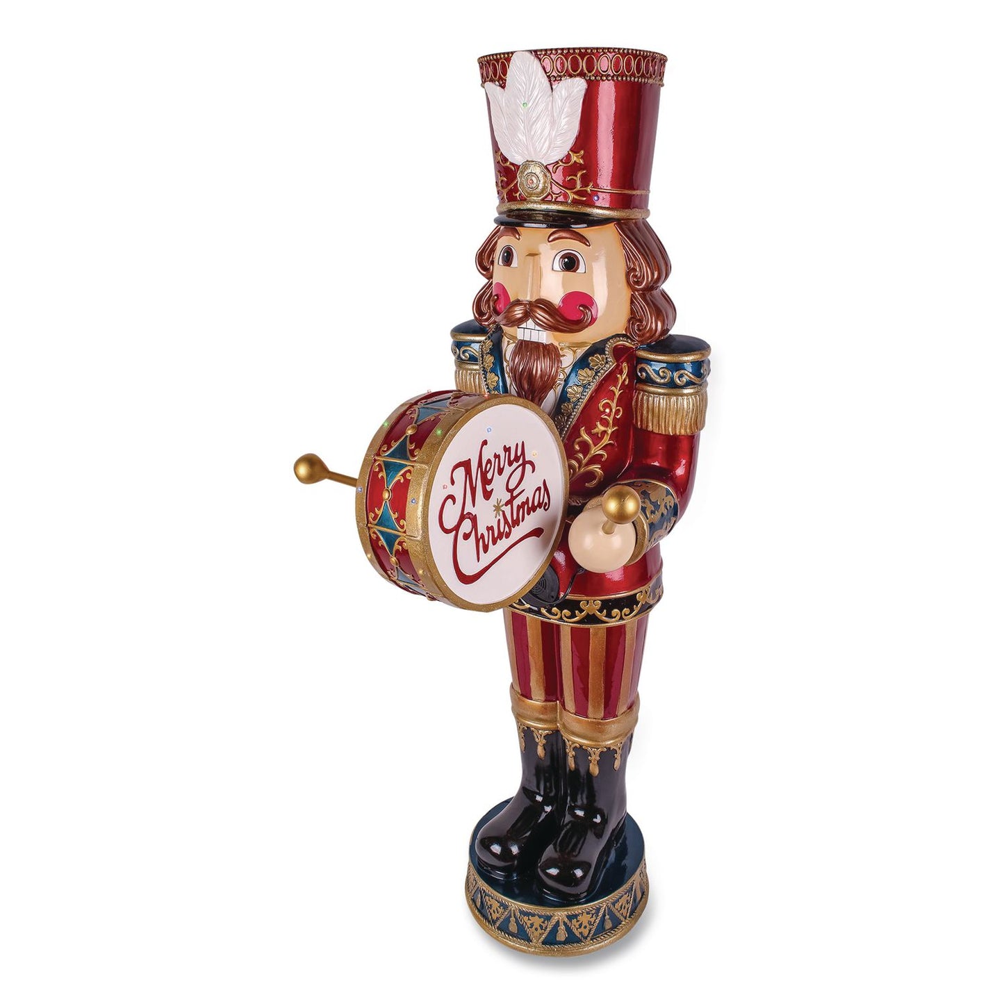 National Tree Company® Animated Nutcracker, AC Powered, Blue/Green/Red/Yellow LED Lights, 22.25" x 18" x 58.5", Red (NTTBG20587A)