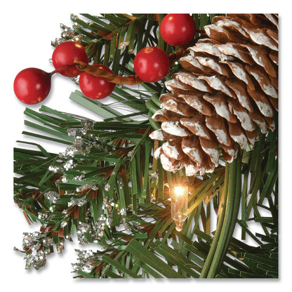 National Tree Company® Pre-Lit Glittery Mountain Spruce Garland, AC Powered, Clear Incandescent Lights, 108" Long, Green (NTTGLM13009A1)