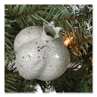 National Tree Company® Pre-Lit Glittery Pine Pomegranate Garland, AC Powered, Clear Incandescent Lights, 108" Long, Green (NTTGTP13029B1)