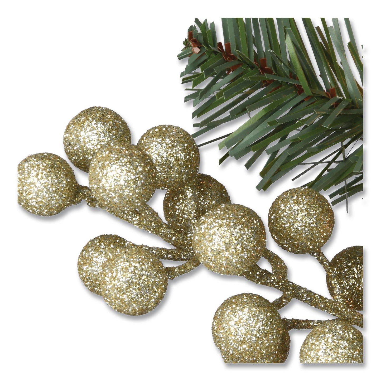 National Tree Company® Pre-Lit Glittery Pine Pomegranate Garland, AC Powered, Clear Incandescent Lights, 108" Long, Green (NTTGTP13029B1)