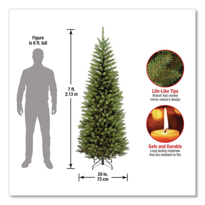 National Tree Company® Kingswood Fir Pencil Tree, 29" x 29" x 84", Green Tree, Green Tree Stand (NTTKW750070)