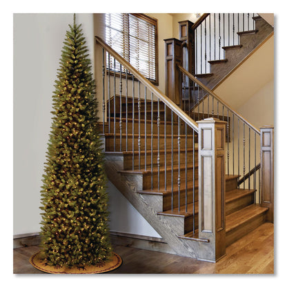 National Tree Company® Pre-Lit Kingswood Fir Pencil Slim Tree, 37" x 37" x 120", Green Tree, Green Tree Stand (NTTKW7300100)