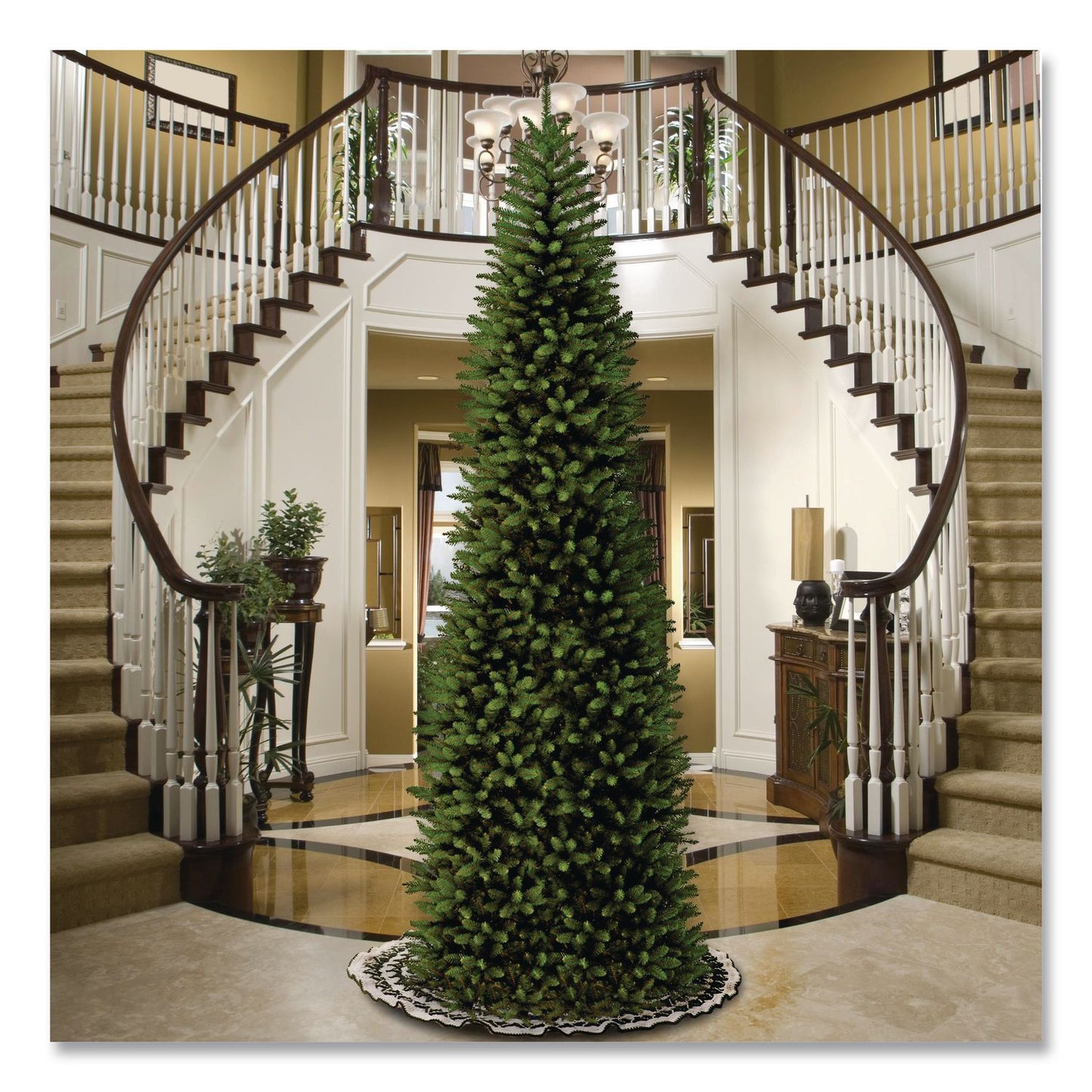 National Tree Company® Kingswood Fir Pencil Tree, 54" x 54" x 168", Green Tree, Green Tree Stand (NTTKW7500140)