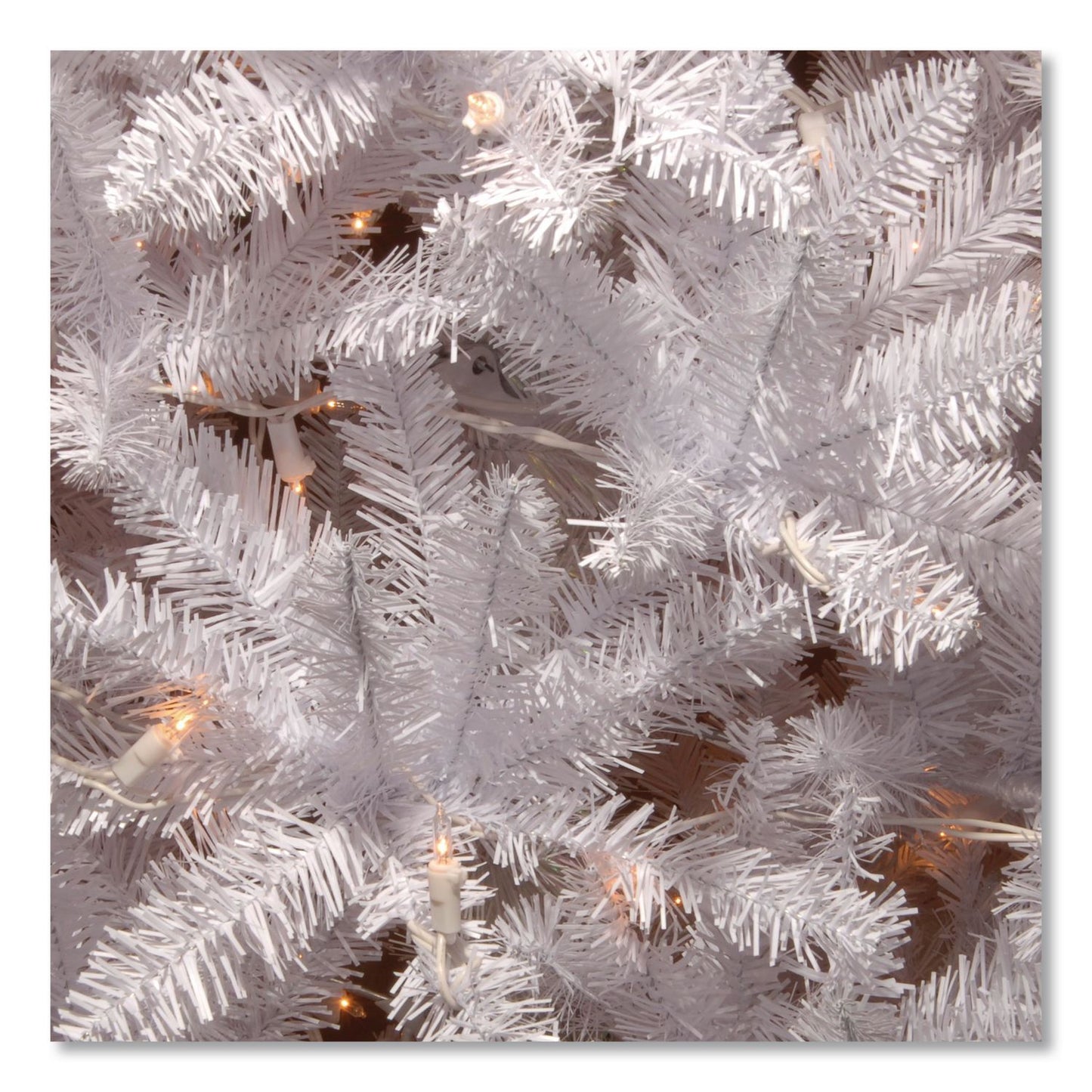National Tree Company® Pre-Lit Kingswood Fir Pencil Slim Tree, 35" x 35" x 108", White Tree, White Tree Stand (NTTKWW730090)