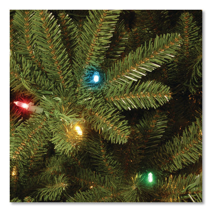 National Tree Company® Pre-Lit Natural Fraser Fir Slim Tree, 40" x 40" x 78", Green Tree, Green Tree Stand (NTTNAFFSLH165RL)