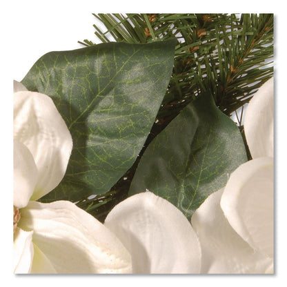 National Tree Company® North Valley Spruce Magnolia Wreath, 24" Diameter x 3.5"h, White (NTTNRV71324W)