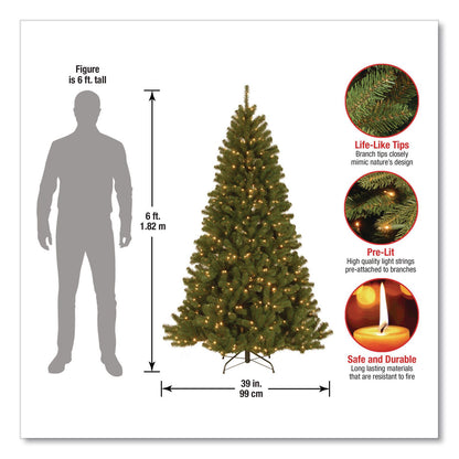 National Tree Company® Pre-Lit North Valley Spruce Tree, 39" x 39" x 72", Green Tree, Green Tree Stand (NTTNRV730060)