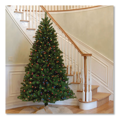 National Tree Company® Pre-Lit North Valley Spruce Tree, 47" x 47" x 84", Green Tree, Green Tree Stand (NTTNRV730170)