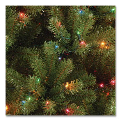 National Tree Company® Pre-Lit North Valley Spruce Tree, 47" x 47" x 84", Green Tree, Green Tree Stand (NTTNRV730170)