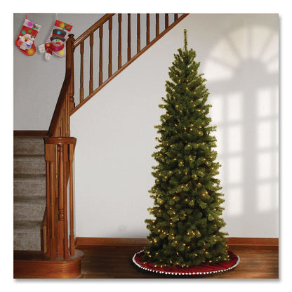 National Tree Company® Pre-Lit North Valley Spruce Pencil Slim Tree, 30" x 30" x 78", Green Tree, Green Tree Stand (NTTNRV735865)