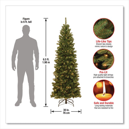 National Tree Company® Pre-Lit North Valley Spruce Pencil Slim Tree, 30" x 30" x 78", Green Tree, Green Tree Stand (NTTNRV735865)