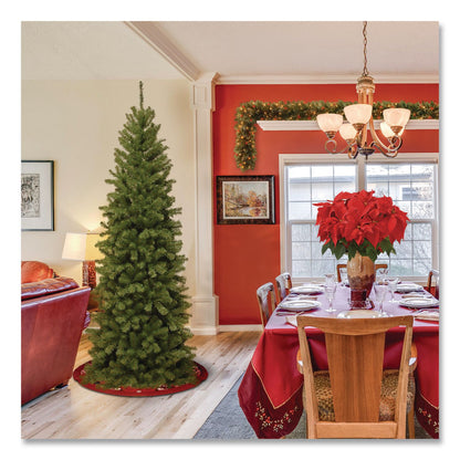 National Tree Company® North Valley Spruce Pencil Slim Tree, 32" x 32" x 90", Green Tree, Green Tree Stand (NTTNRV750575)
