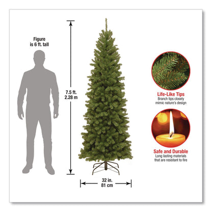 National Tree Company® North Valley Spruce Pencil Slim Tree, 32" x 32" x 90", Green Tree, Green Tree Stand (NTTNRV750575)