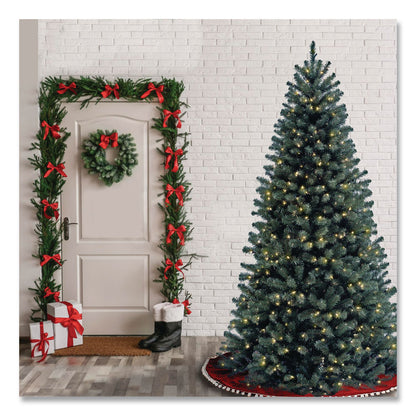 National Tree Company® Pre-Lit North Valley Spruce Blue Tree, 42" x 42" x 78", Blue Tree, Green Tree Stand (NTTNRVB730665)