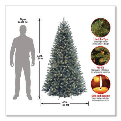 National Tree Company® Pre-Lit North Valley Spruce Blue Tree, 42" x 42" x 78", Blue Tree, Green Tree Stand (NTTNRVB730665)