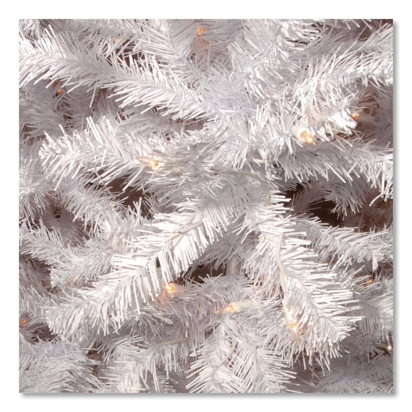 National Tree Company® Pre-Lit North Valley Spruce White Tree, 65" x 65" x 108", White Tree, White Tree Stand (NTTNRVW730290)