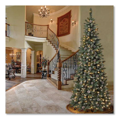 National Tree Company® Pre-Lit Oakley Hills Slim Tree, 31" x 31" x 90", Green Tree, Green Tree Stand (NTTOAK8304L75)