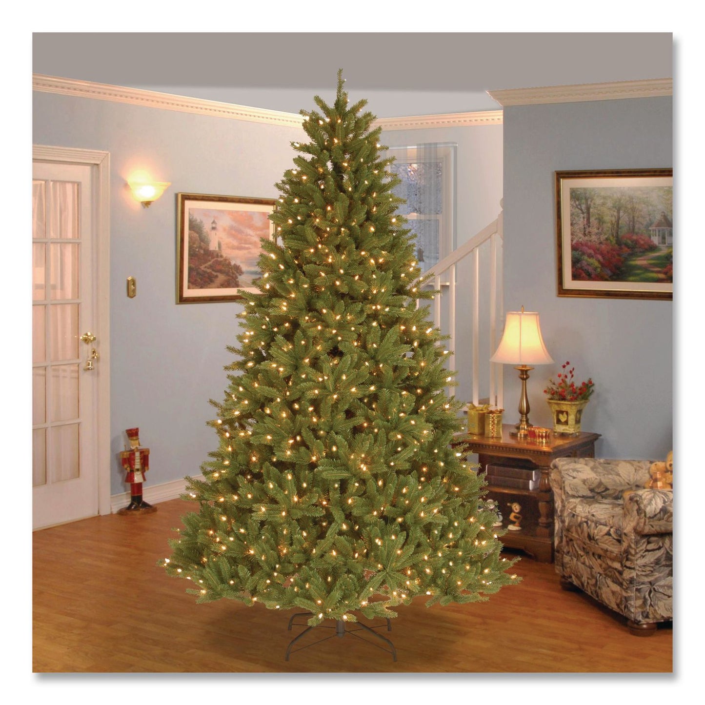 National Tree Company® Pre-Lit Grande Fir Medium Tree, 50" x 50" x 90", Green Tree, Green Tree Stand (NTTPEGF430775)