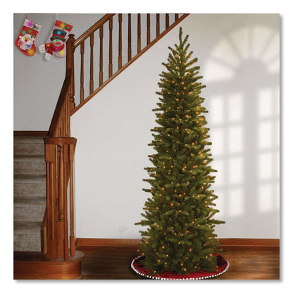 National Tree Company® Pre-Lit Grande Fir Pencil Slim Tree, 30" x 30" x 78", Green Tree, Green Tree Stand (NTTPEGF433465)