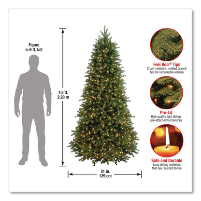 National Tree Company® Pre-Lit Jersey Fraser Fir Slim Tree, 51" x 51" x 90", Green Tree, Green Tree Stand (NTTPEJF130475)