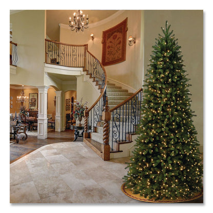 National Tree Company® Pre-Lit Jersey Fraser Fir Slim Tree, 57" x 57" x 108", Green Tree, Green Tree Stand (NTTPEJF130490)