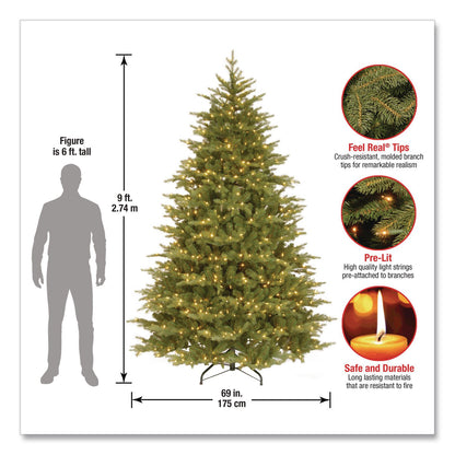 National Tree Company® Pre-Lit Nordic Spruce Medium Tree, 69" x 69" x 108", Green Tree, Green Tree Stand (NTTPENS130790)