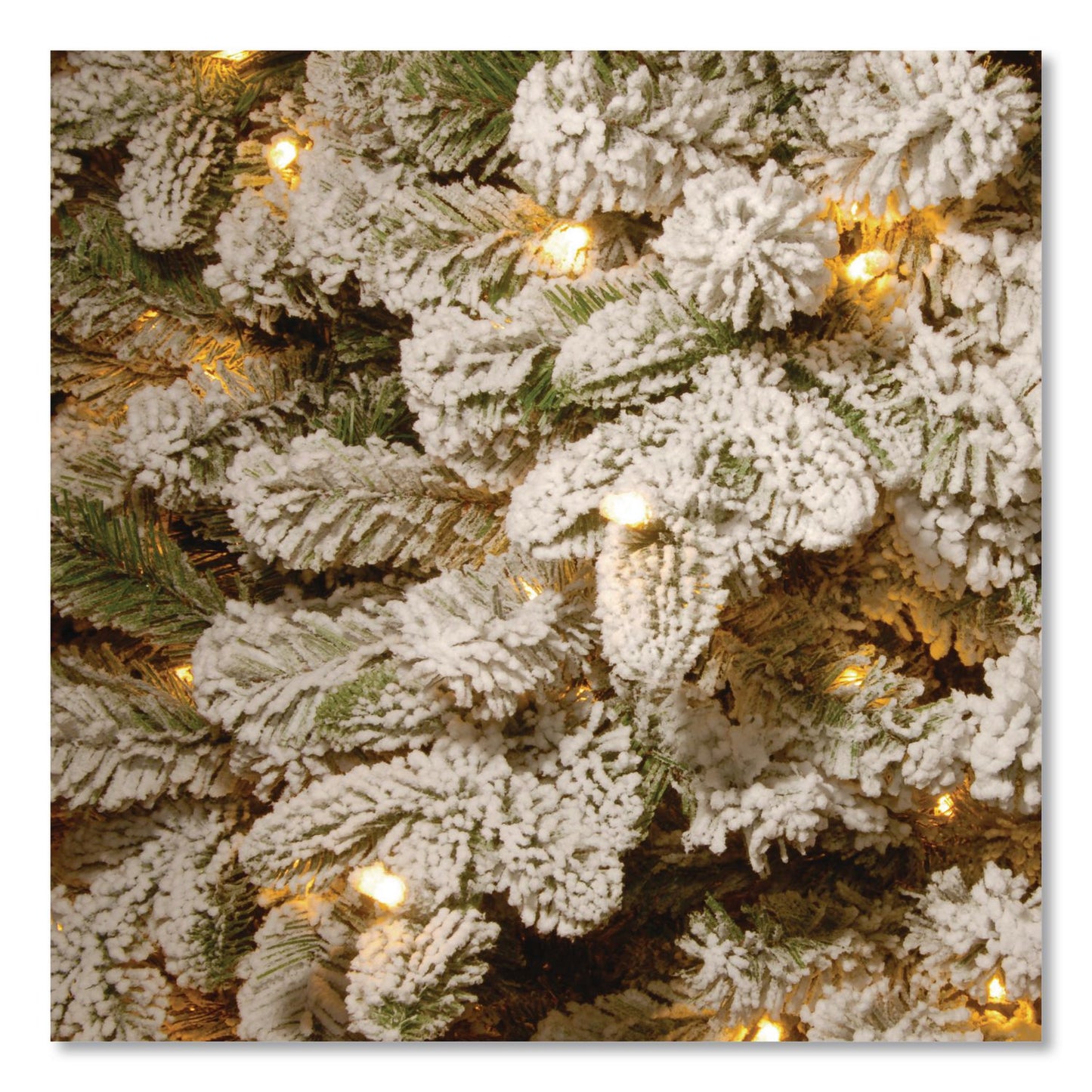 National Tree Company® Pre-Lit Snowy Everest Fir, 64" x 64" x 108", Green Tree, Green Tree Stand (NTTPEV331190)