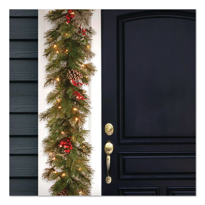 National Tree Company® Pre-Lit Wintry Pine Garland, AC Powered, Clear Incandescent Lights, 108" Long, Green (NTTPEWT3009B1)