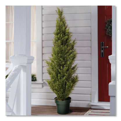 National Tree Company® Cedar Topiary Tree, 13" x 13" x 53", Green Tree, Dark Green Pot (NTTQLMC4531)