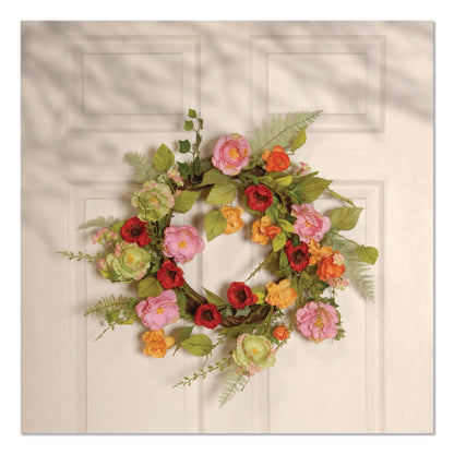 National Tree Company® Spring Wreath, 22" Diameter x 3" h, Green/Pink/Red/Yellow (NTTRAS1503261)