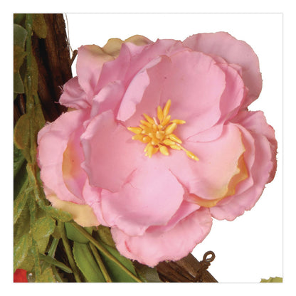 National Tree Company® Spring Wreath, 22" Diameter x 3" h, Green/Pink/Red/Yellow (NTTRAS1503261)