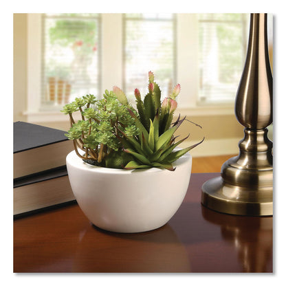 National Tree Company® Spring Potted Plant, 8" x 8" x 8", Green Plant, White Pot (NTTRASXF169W)