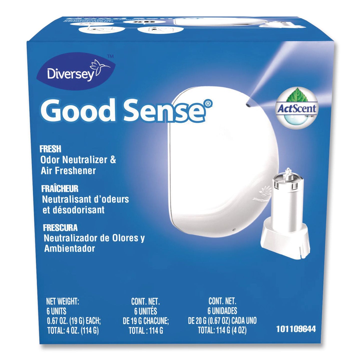 Diversey™ Good Sense Automatic Spray System, Fresh Scent, Yellow, 0.67 oz Cartridge, 12/Carton (DVO101109644)