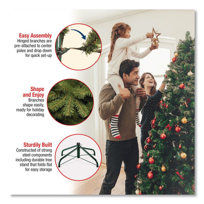 National Tree Company® Pre-Lit Dunhill Fir Blue Spruce Tree, 59" x 59" x 90", Blue Tree, Green Tree Stand (NTTDUBH75LO)