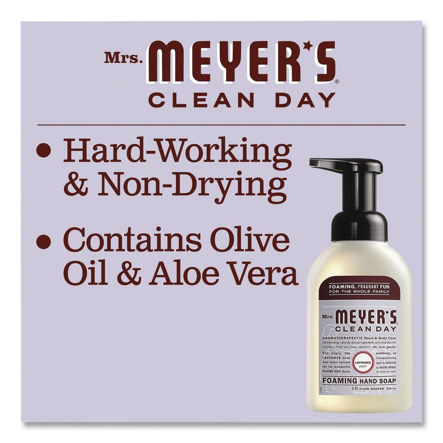 Mrs. Meyer's® Clean Day Foaming Hand Soap, Lavender Scent, 10 oz, 4/Carton (SJN379557)