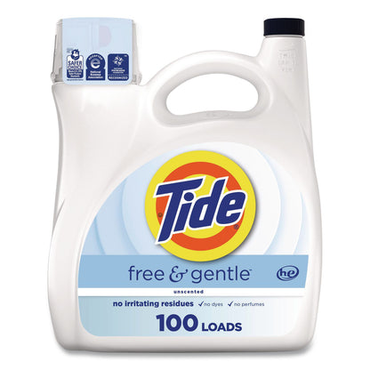 Tide® Free and Gentle Liquid Laundry Detergent, HE Compatible, 100 Loads, 132 oz Bottle, 4/Carton (PGC12140)
