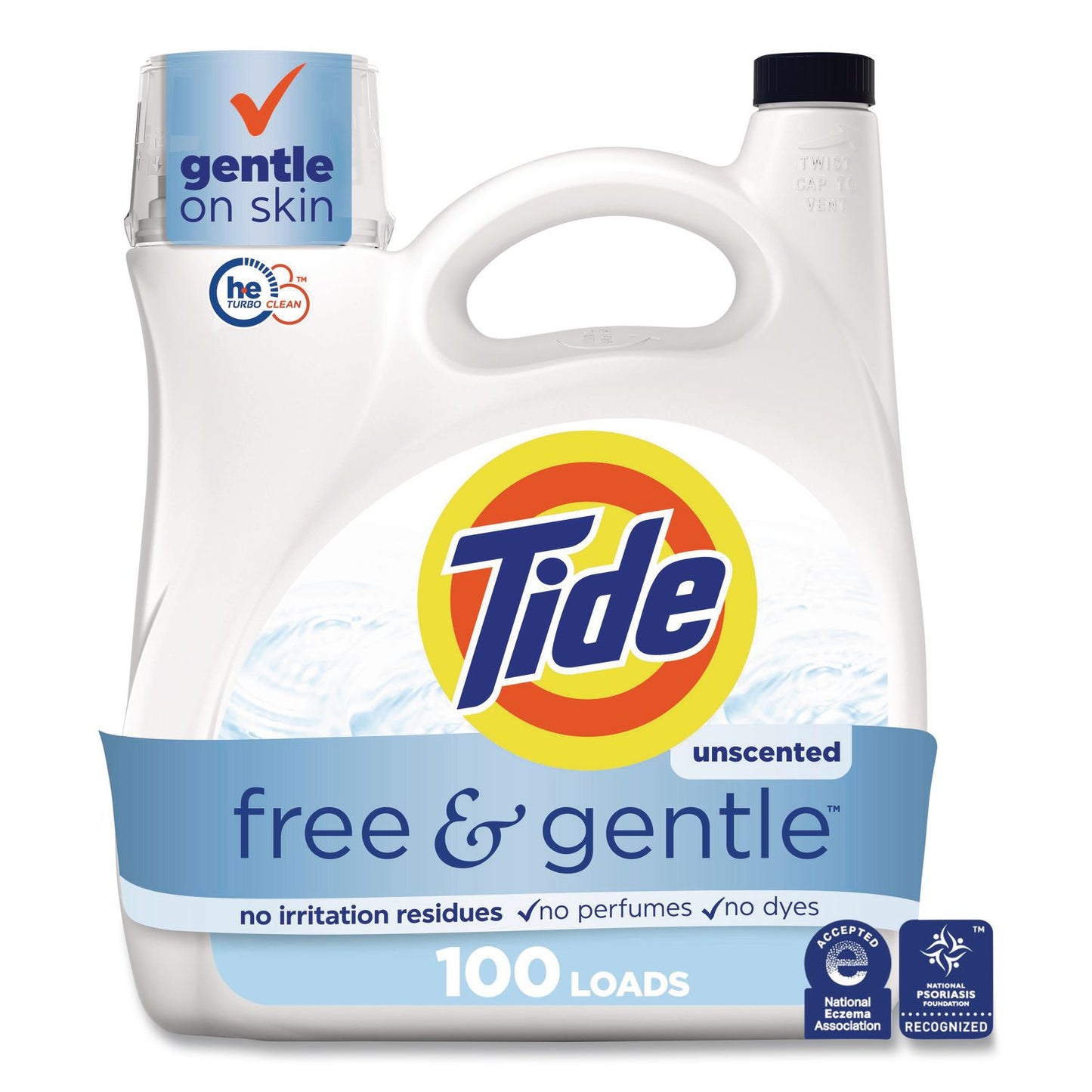 Tide® Free and Gentle Liquid Laundry Detergent, HE Compatible, 100 Loads, 132 oz Bottle, 4/Carton (PGC12140)