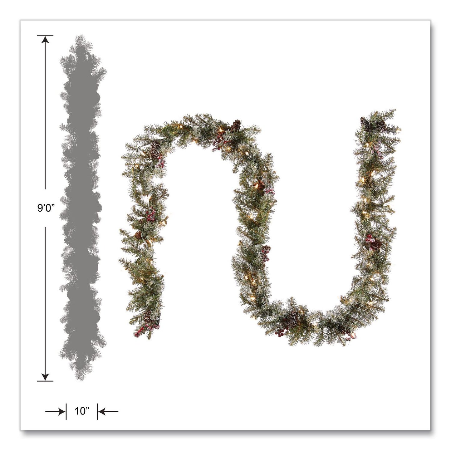 National Tree Company® Pre-Lit Dunhill Fir Garland, AC Powered, Clear Incandescent Lights, 108" Long, Green (NTTDUF3009A1)