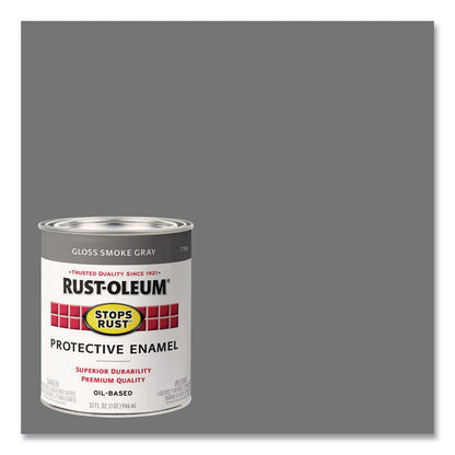 Rust-Oleum® Stops Rust Brush-On Protective Enamel Paint, Gloss Smoke Gray, 1 qt Can, 2/Carton (RST7786502)