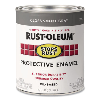 Rust-Oleum® Stops Rust Brush-On Protective Enamel Paint, Gloss Smoke Gray, 1 qt Can, 2/Carton (RST7786502)