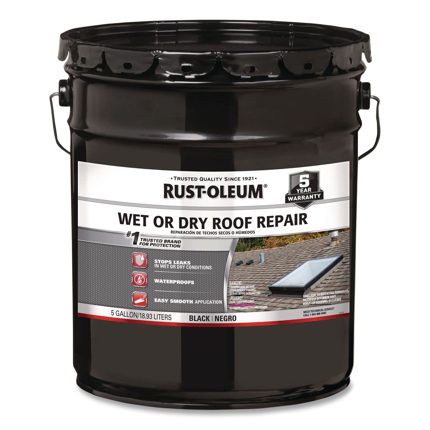 Rust-Oleum® Wet or Dry Black Plastic Cement Roofing Repair Adhesive, Black, 5 gal Bucket (RST301990)
