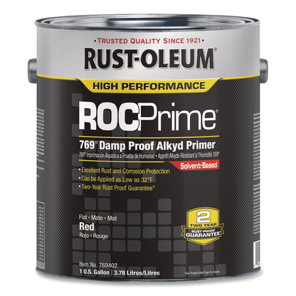 Rust-Oleum® ROCPrime 769 Damp Proof Alkyd Primer, Flat Red, 1 gal Bucket/Pail, 2/Carton (RST769402)